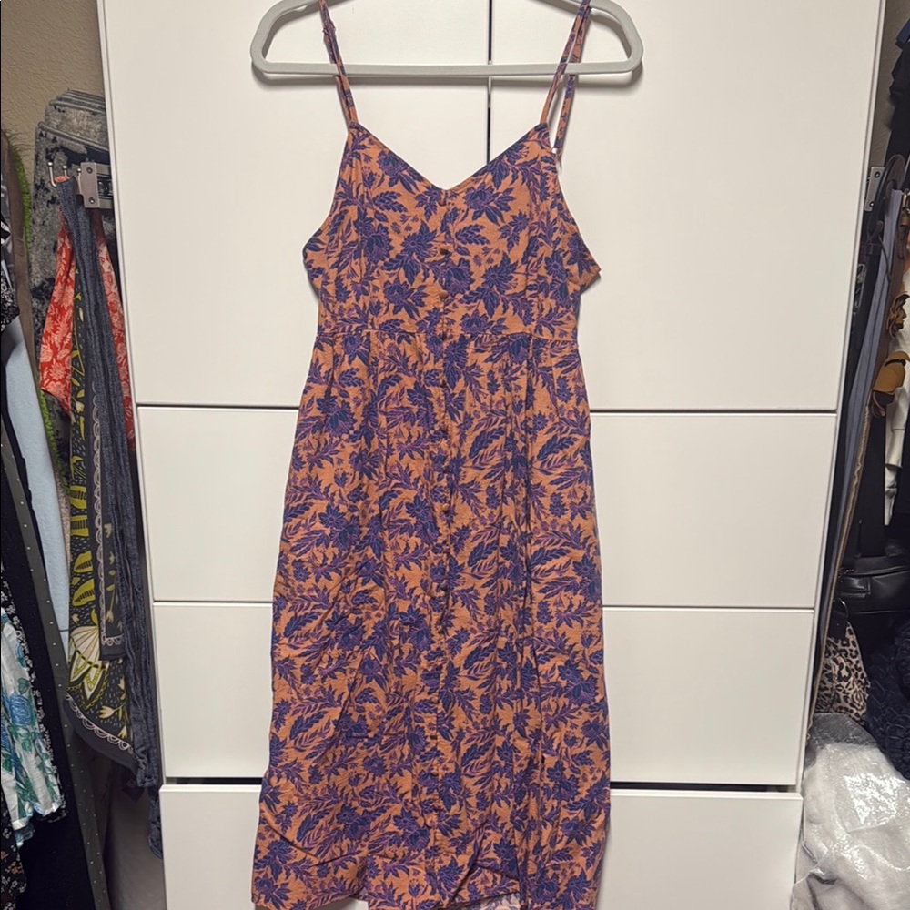 Universal Thread Floral Midi Dress in Orange and Purple